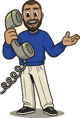 Ilustração do Marlon ao telefone