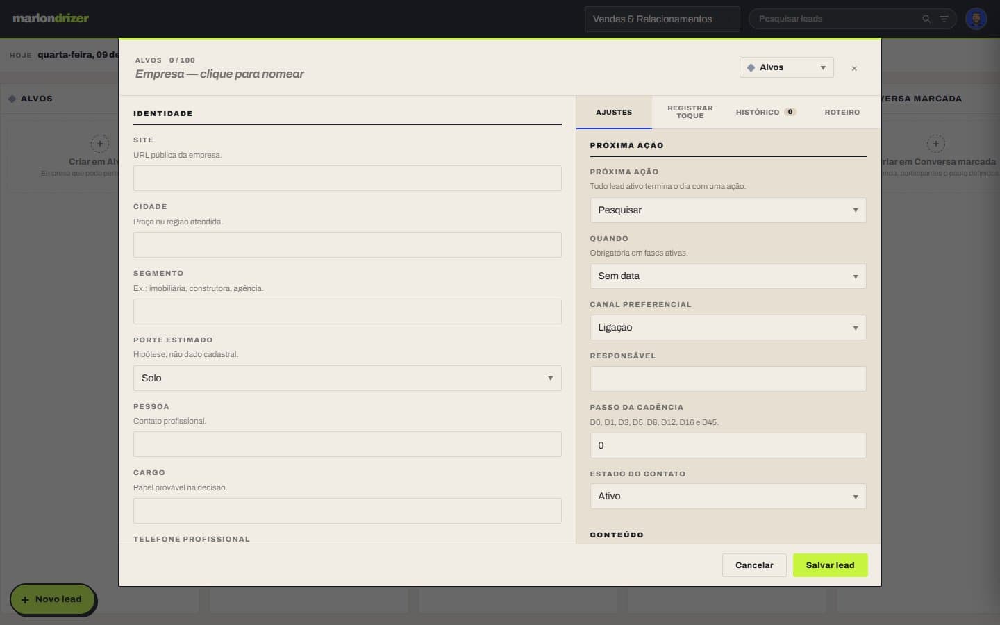Tela do Kanban multi-quadro